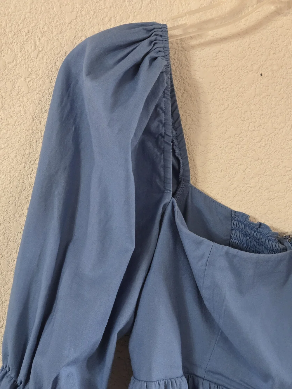 Reformation Jaxley In Azurer Blue Square Bodice Peplum Top